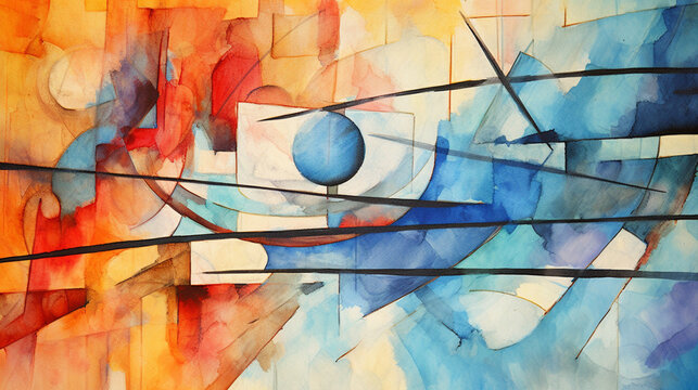 A Colourful Watercolor and ink Abstract Painting background