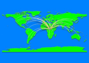 Naklejka premium Vibrant Bangassou, Central African Republic map - Export concept map for Bangassou, Central African Republic on World map. Suitable for export concepts.