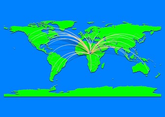 Naklejka premium Vibrant Bossangoa, Central African Republic map - Export concept map for Bossangoa, Central African Republic on World map. Suitable for export concepts.