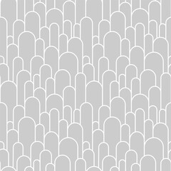 Boho arch seamless pattern. Geometric art deco simple background. White circular arc in linear style. Seamless abstract modern geometric pattern. Vector illustration on grey background.