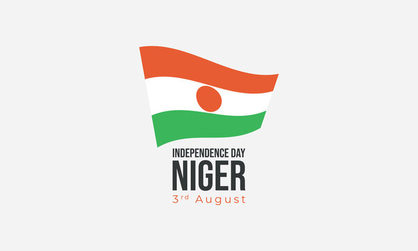 Niger Independence Day vector illustration. Abstract waving flagpole on gray background. Niger national holiday 3rd of August.
