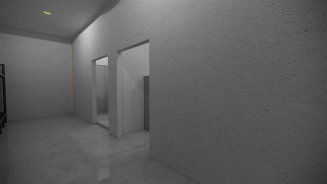 Locker room and shower room 3d rendering