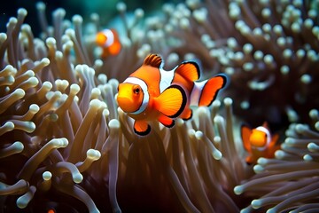 Naklejka na ściany i meble Photos of beautiful reef fish swimming