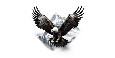 A black and white eagle soaring in the sky wallpaper generative AI