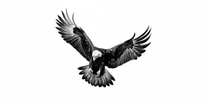 A black and white eagle soaring in the sky wallpaper  generative AI