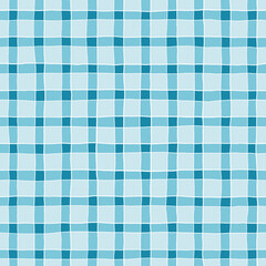 Hand drawn checkered seamless pattern. Light blue