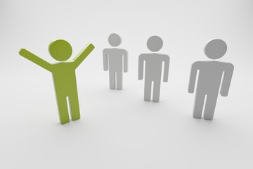 Different person in a crowd. Unique individuality concept