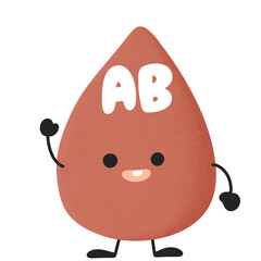 Blood type ab blood group cute blood donor illustration icon