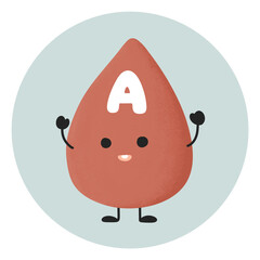 Blood type a blood group cute blood donor illustration icon
