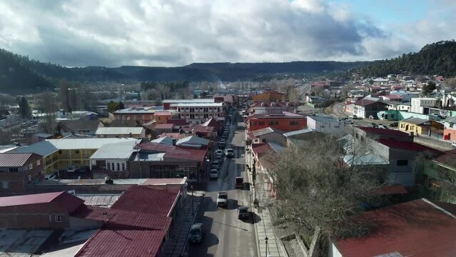 Drone shot of the Magical Town of Creel, Chihuahua