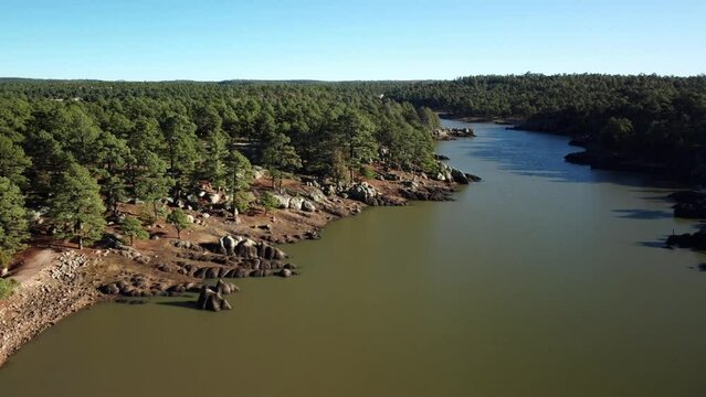 Drone shot of Lake Arareco, Chihuahua