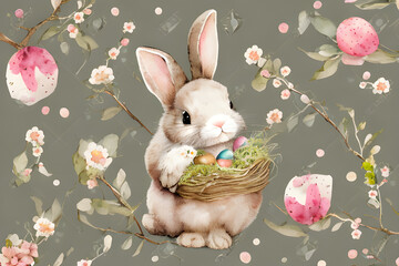 a bunny and easter eggs. generative ai