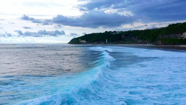 Scenic Seascape At Gunung Payung Beach In Bali, Indonesia - drone shot