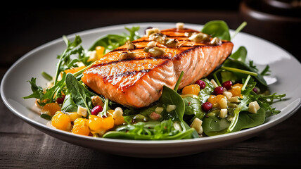 Warm Salad with Salmon Steak