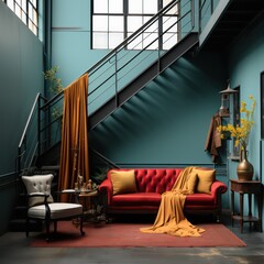 Vibrant Accent Colors like Mustard Yellow, Teal, or Blush Pink Against a Backdrop of Light Neutrals