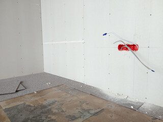 Plasterboard wall and electrical socket