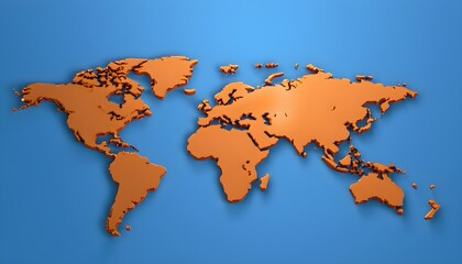 world map on blue background, with a blue background world map, earth geography, AI Generated