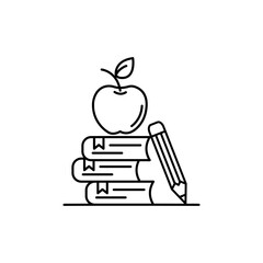 Apple book stack icon. Outline apple book stack vector icon for web design isolated on white background