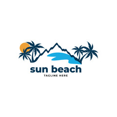 sun beach logo icon vector template.