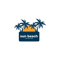 Fototapeta premium sun beach logo icon vector template.