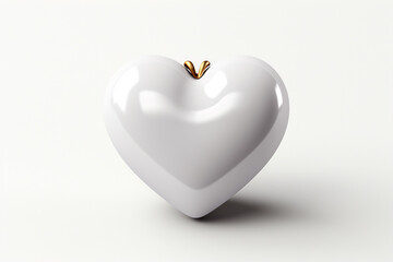 White heart on a white background. 3d rendering