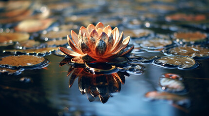 A flower that is floating in some water, Generative AI