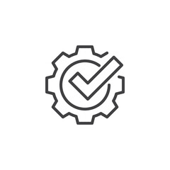 Gear with check mark line icon