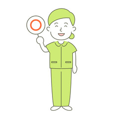 woman, nurse, medical care, ok, good, simple, simple substance, human, illustration, vector, smile