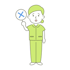 woman, nurse, medical care, NG, denial, negation, negation, simple, simple substance, human, illustration, vector