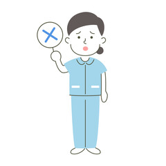 woman, nurse, medical care, NG, denial, negation, negation, simple, simple substance, human, illustration, vector