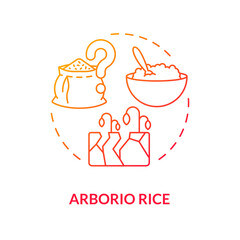 Gradient arborio rice icon representing heatflation concept, isolated vector, thin line illustration of global warming impact.