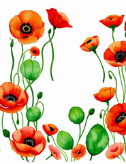Poppy Flowers Background, generative ai