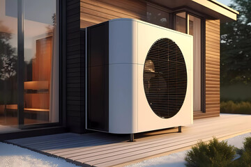 Modern air heat pump. Generative ai design.