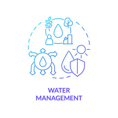 Gradient water management icon representing heatflation concept, isolated vector, linear illustration of solutions to global warming.