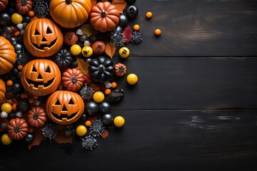 halloween background, Halloween party border on black background.
