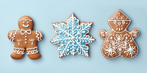 Fototapeta na wymiar Christmas background with ornate gingerbread cookies ai generative