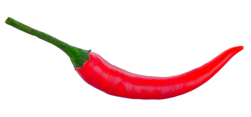 Red chilli pepper isolated on transparent background, PNG image