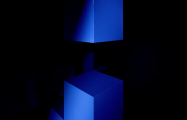 Abstract 3d render, modern background 3d rendering of a modern blue geometric background. Dark background. High contrast background. 3d render