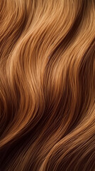 Fototapeta premium Close-up of a bunch of shiny straight natural hair in a copper-hazel shade . Generative AI