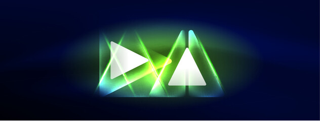 Fototapeta premium Neon lights hacking geometric background, virtual reality or artificial intelligence concept, cyberpunk geometric template for wallpaper, banner, presentation, background
