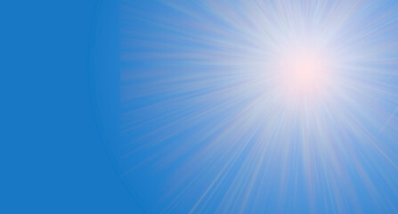 the sun with rays on a blue background. summer solstice banner. illustration