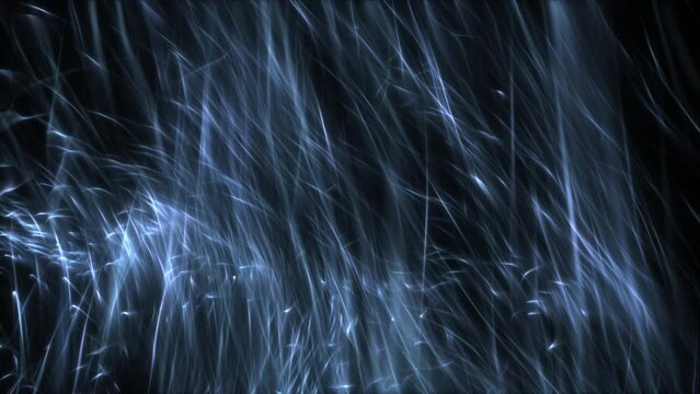 Silver swarm of rising glowing particle light streaks. Festive shiny luxury product showcase. Soft elegant smoke fume ambient and celebration backdrop. 3D animation loop wallpaper background.