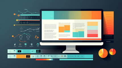 Flat Design business technology on desk vector graphic. generated ai