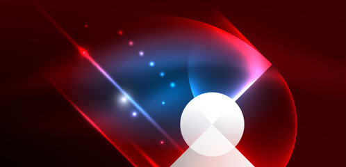 Neon light glowing circles vector abstract background