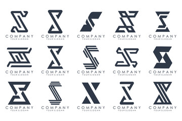 Abstract collection with letters S logo design. creative design logotype S with black colors.