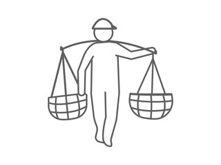 working people icon, illustration of people carrying on their shoulders