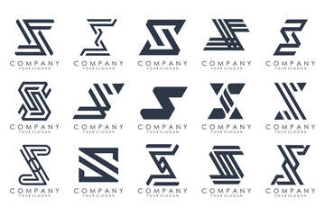 Abstract collection with letters S logo design. creative design logotype S with black colors.