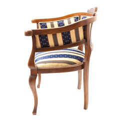 Retro Armchair with Striped Upholstery Isolated - 622209526