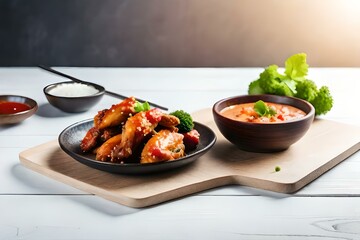 Grilled teriyaki chicken wings with black sesame