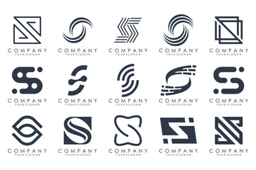 Abstract collection with letters S logo design. creative design logotype S with black colors.